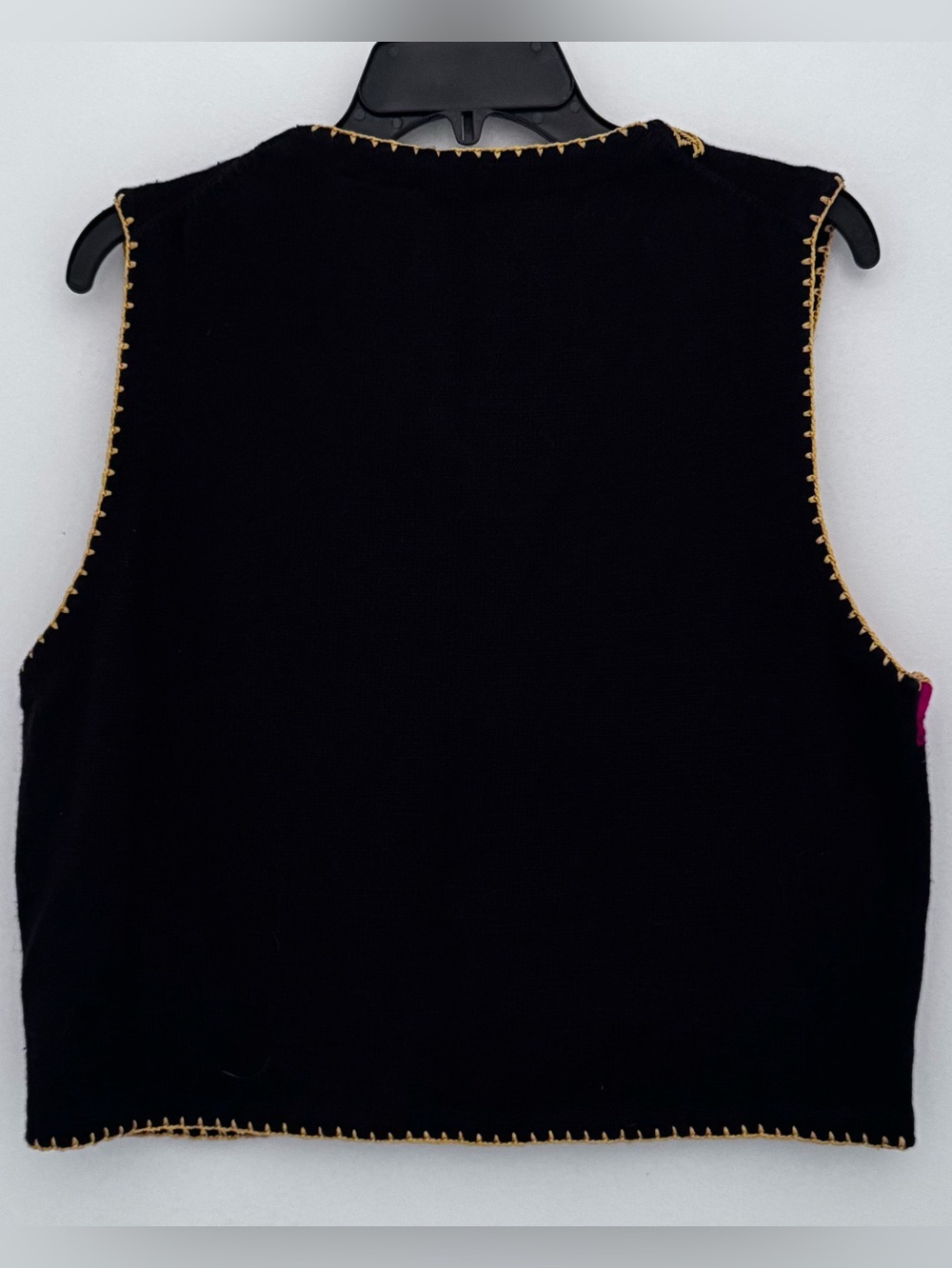 Michael Simon Black Vest with Blue Sequin Hummingbirds & dragonflies vintage - Picture 6 of 9
